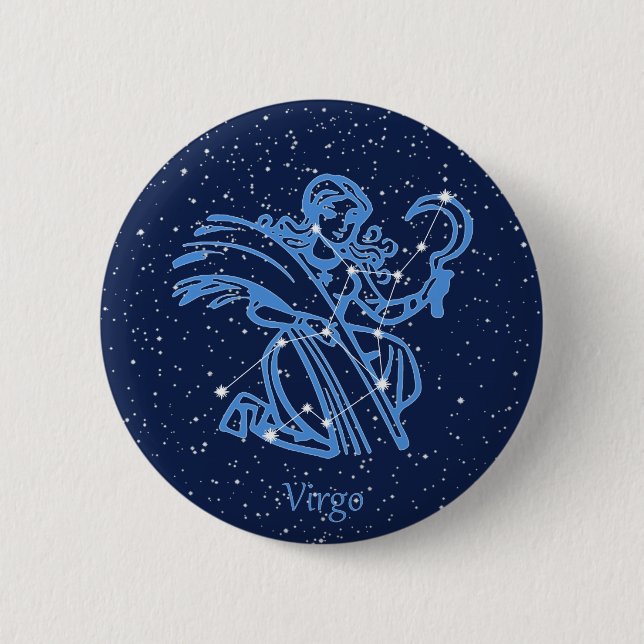 Virgo Constellation and Zodiac Sign with Stars 6 Cm Round Badge (Front)