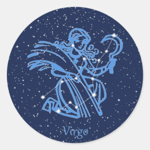 Virgo Constellation and Zodiac Sign with Stars Classic Round Sticker