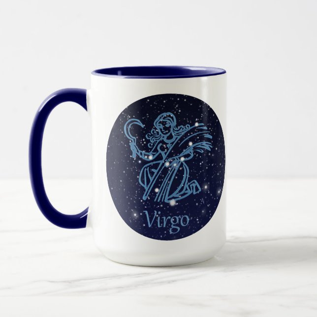 Virgo Constellation and Zodiac Sign with Stars Mug (Left)