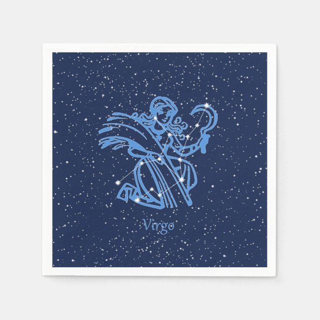 Virgo Constellation and Zodiac Sign with Stars Napkin (Front)