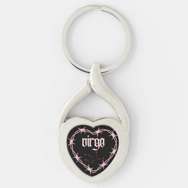 Virgo Constellation Gothic Aesthetic Barbed Wire Key Ring (Front)