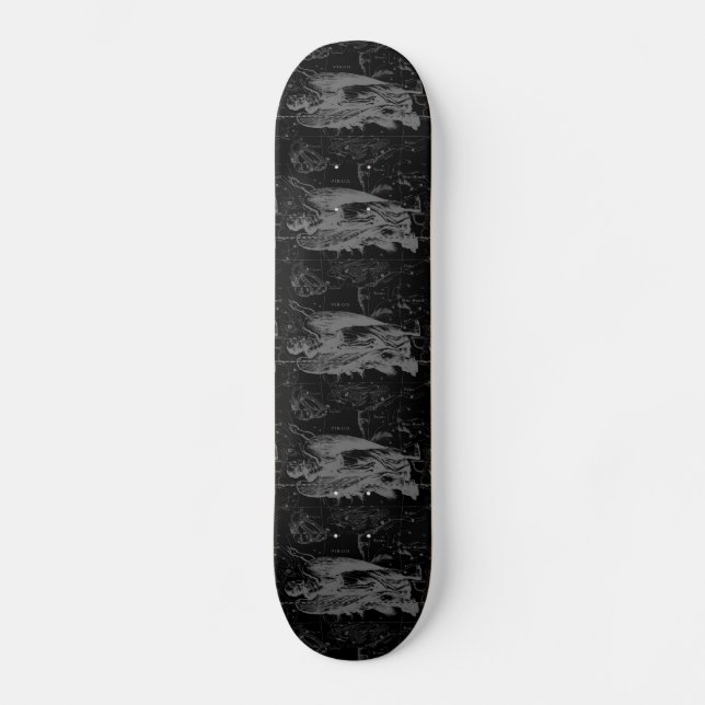 Virgo Constellation Hevelius 1690 on Black Skateboard (Front)
