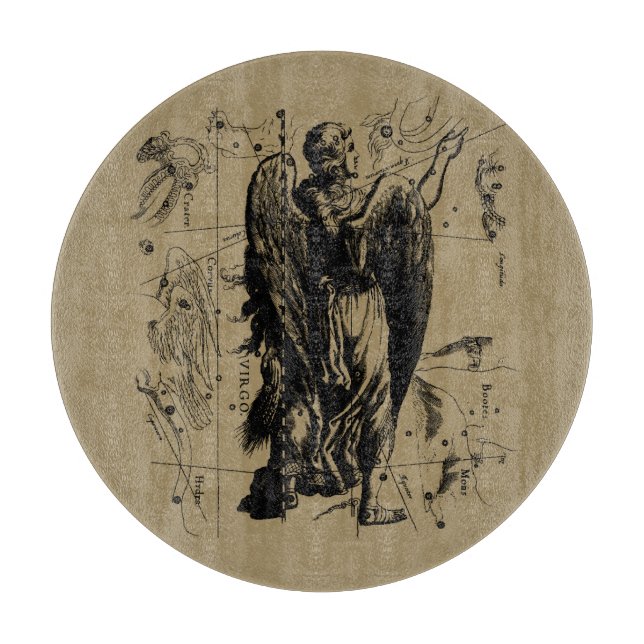 Virgo Constellation Hevelius Etching Style Cutting Board (Front)