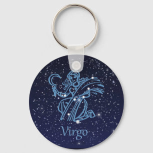 Virgo Constellation & Zodiac Sign with Stars Key Ring