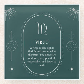 Virgo customise name 12 signs of the Zodiac Glass Coaster