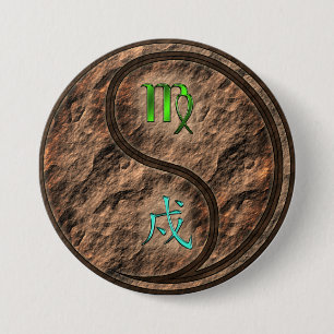 Virgo & Earth Dog 7.5 Cm Round Badge