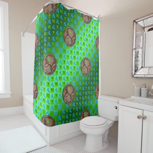 Virgo & Earth Dog Shower Curtain (In Situ)