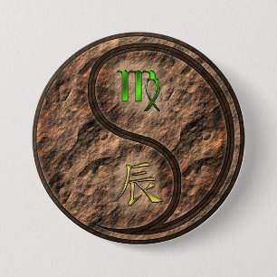 Virgo & Earth Dragon 7.5 Cm Round Badge