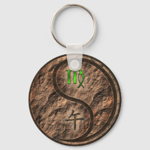 Virgo & Earth Horse Key Ring