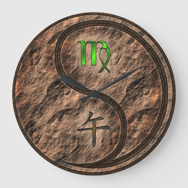 Virgo & Earth Horse Large Clock (Front)