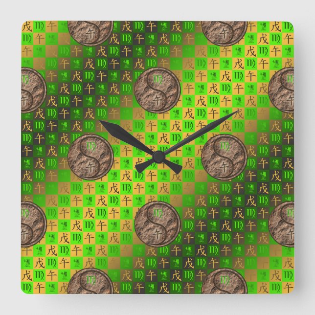 Virgo & Earth Horse Wall Clock (Front)