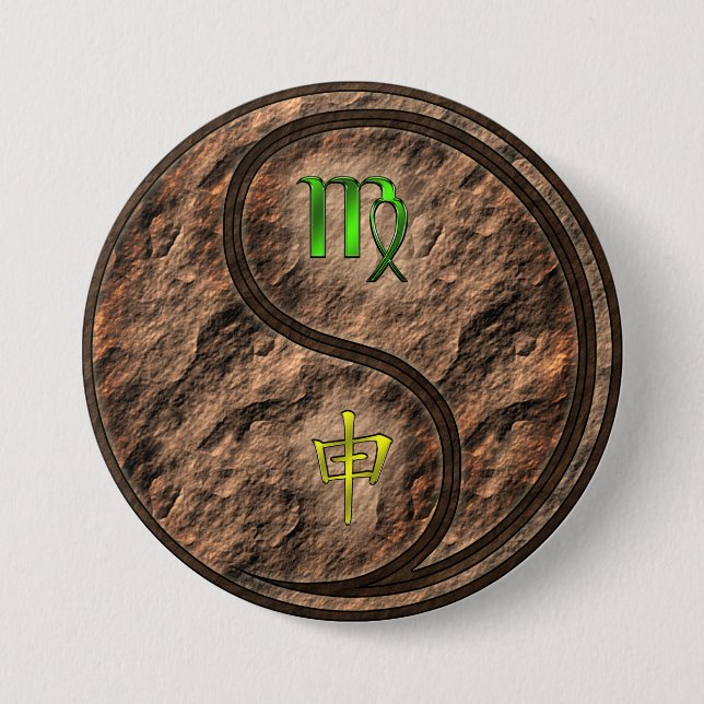 Virgo & Earth Monkey 7.5 Cm Round Badge (Front)