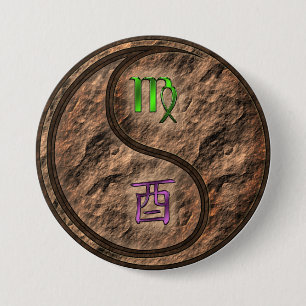 Virgo & Earth Rooster 7.5 Cm Round Badge