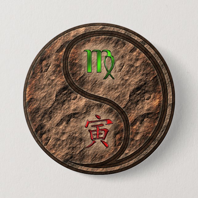 Virgo & Earth Tiger 7.5 Cm Round Badge (Front)