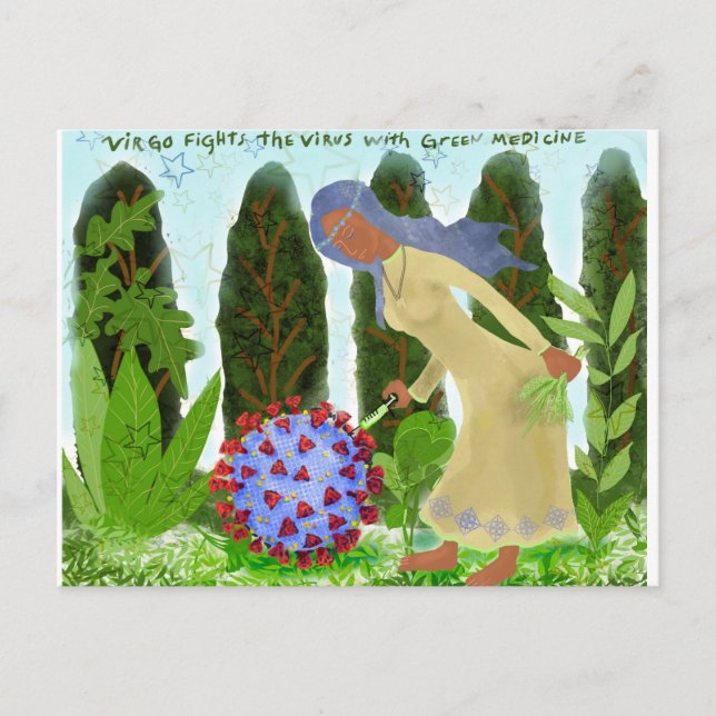 Virgo fights the Virus Postcard (Front)
