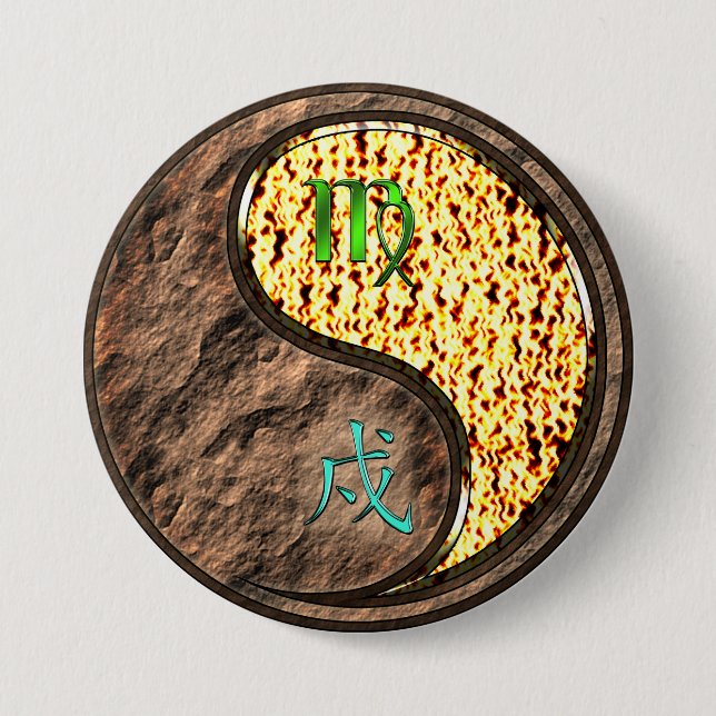 Virgo & Fire Dog 7.5 Cm Round Badge (Front)