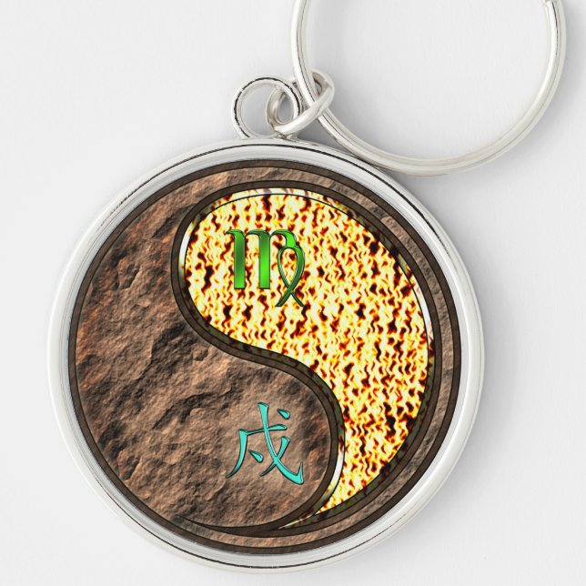 Virgo & Fire Dog Key Ring (Front)