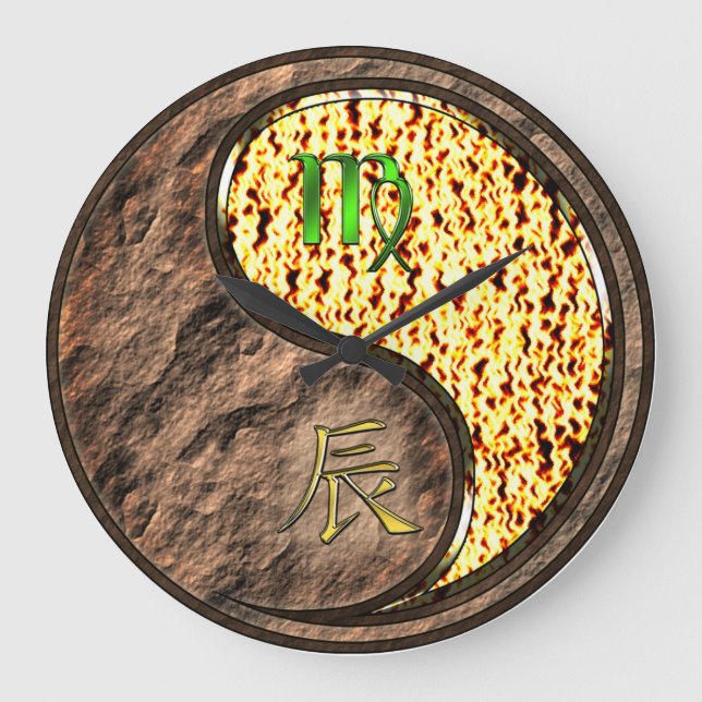 Virgo & Fire Dragon Large Clock (Front)