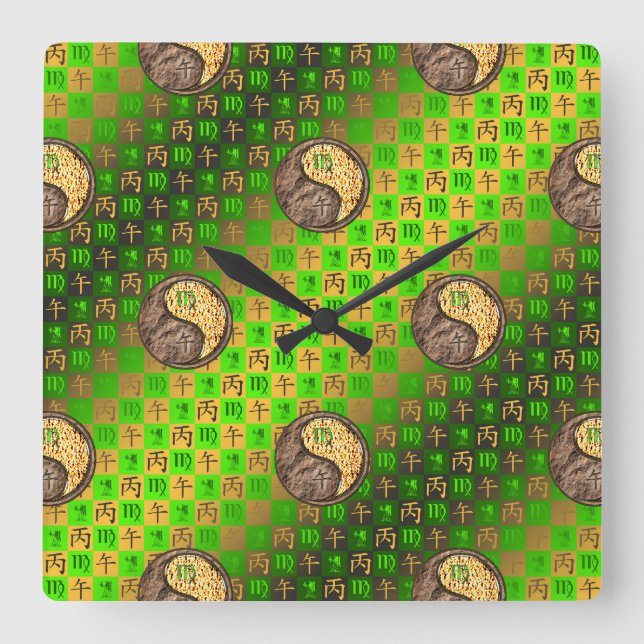 Virgo & Fire Horse Wall Clock (Front)