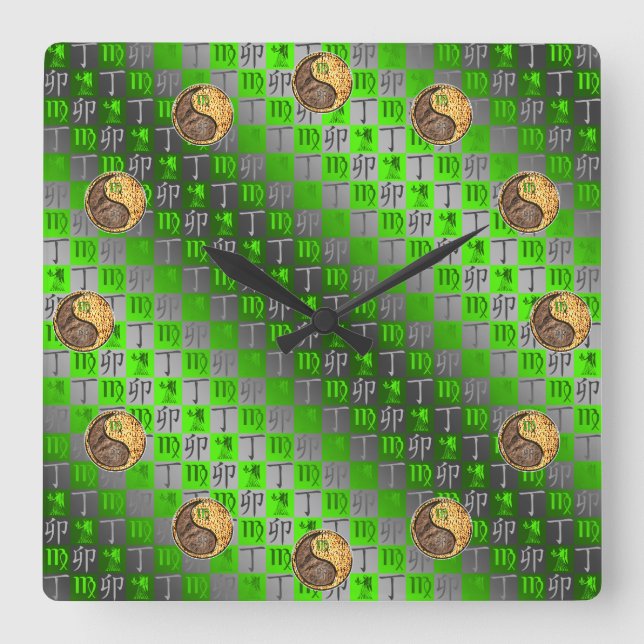 Virgo & Fire Rabbit Square Wall Clock (Front)