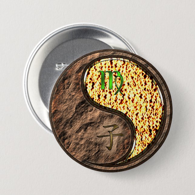Virgo & Fire Rat 7.5 Cm Round Badge (Front & Back)