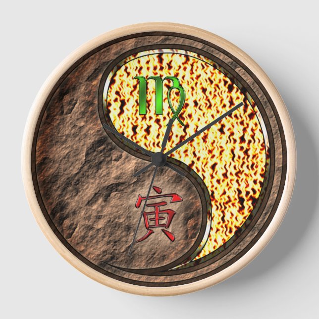 Virgo & Fire Tiger Clock (Front)