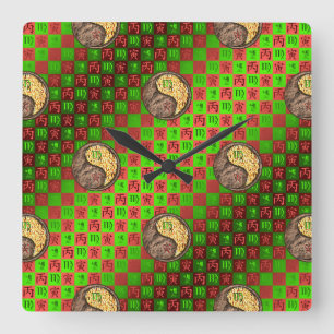 Virgo & Fire Tiger Square Wall Clock