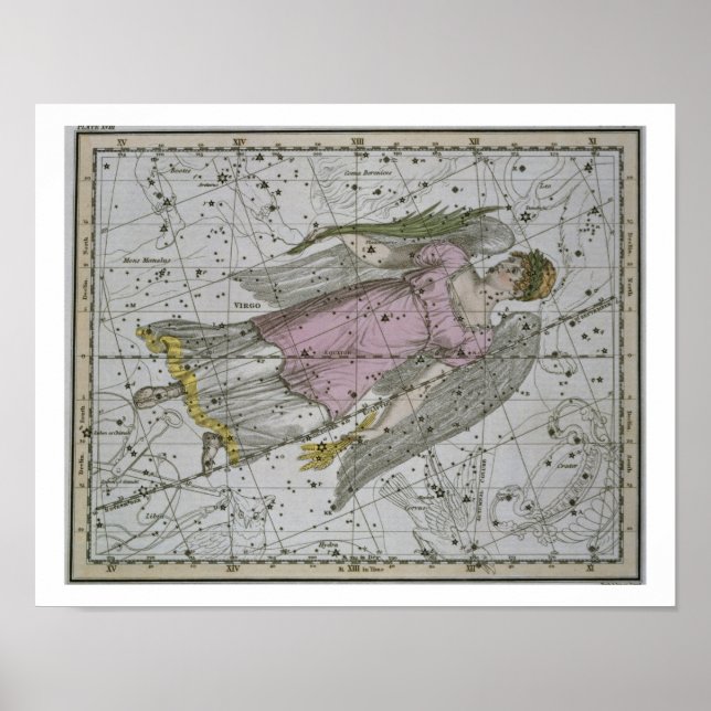 Virgo, from 'A Celestial Atlas', pub. in 1822 (col Poster (Front)