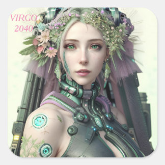 Virgo Futuristic Zodiac Collection Square Sticker