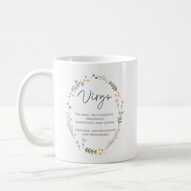 Virgo Gift Septmber Birthday Personalised Coffee Mug (Left)