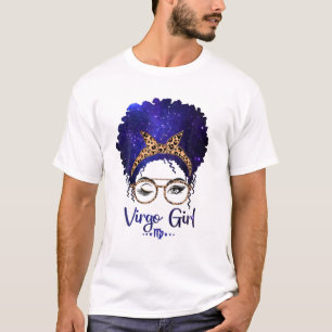 Virgo Girl Zodiac Astrology Star Sign Leopard Head T-Shirt