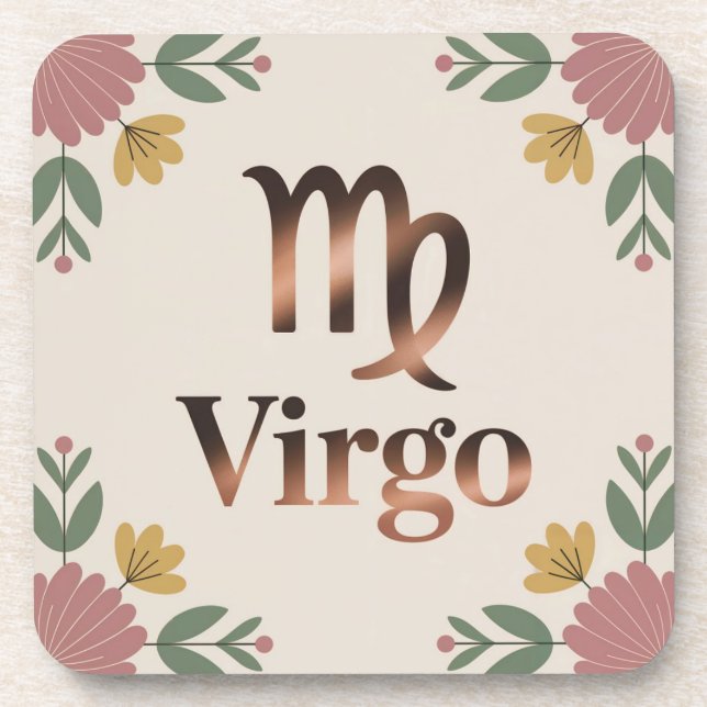 Virgo Glyph Cream Coaster Set (Front)