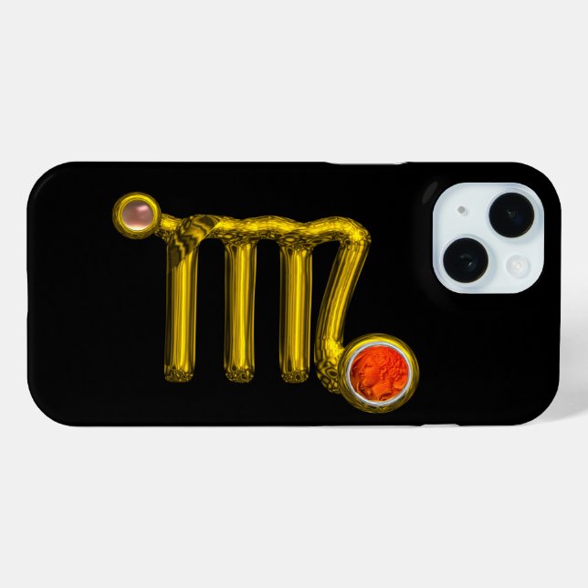 VIRGO / GOLD ,GREY ORANGE AGATE ZODIAC SIGN JEWEL Case-Mate iPhone CASE (Back (Horizontal))
