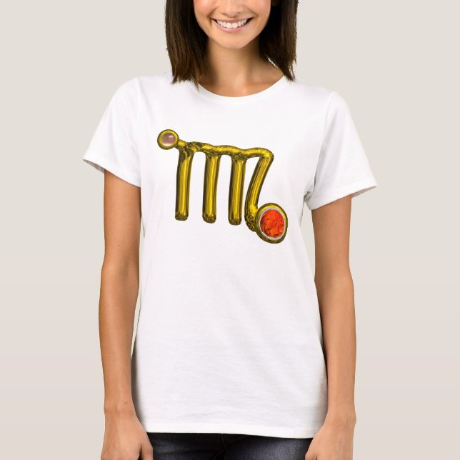VIRGO / GOLD ,GREY ORANGE AGATE ZODIAC SIGN JEWEL T-Shirt (Front)