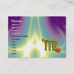 VIRGO / GOLD ORANGE AGATE ZODIAC SIGN JEWEL BUSINESS CARD