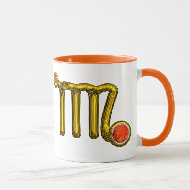 VIRGO / GOLD ORANGE AGATE ZODIAC SIGN JEWEL MUG (Right)