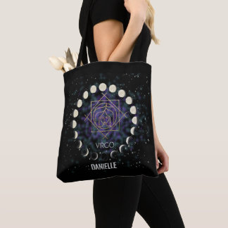 Virgo Gold Silver Zodiac Sign & Constellation Tote Bag