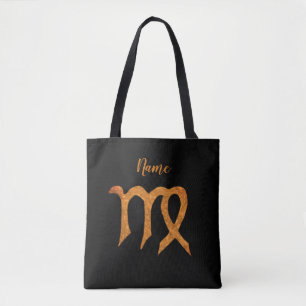 Virgo Gold Zodiac Astrology Sign Personalised Tote Bag