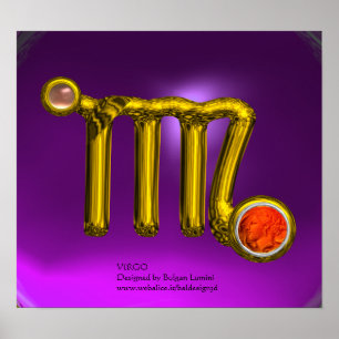 VIRGO/ GOLD ZODIAC SIGN JEWEL Purple Birthday