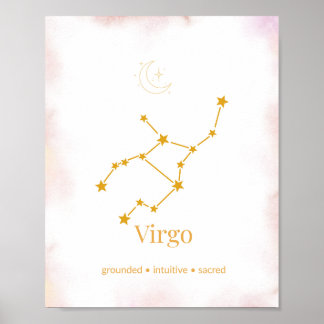 Virgo Gold Zodiac Wall Art – Celestial Constellati