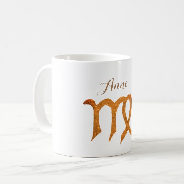 Virgo Golden Astrology Sign Coffee Mug (Front Left)