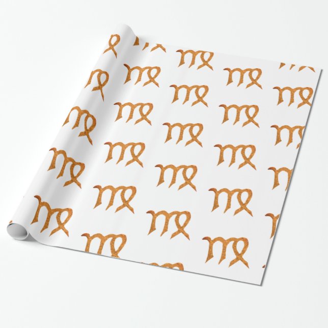 Virgo Golden Astrology Sign Wrapping Paper (Unrolled)