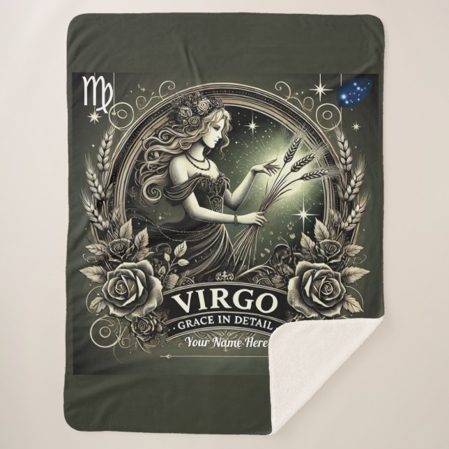 Virgo “Grace in Detail” Sherpa Blanket (Front)
