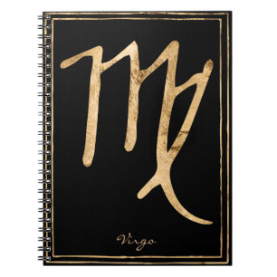 Virgo hammered stylised gold astrology symbol notebook