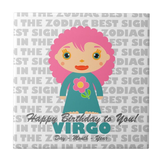 Virgo Happy Birthday Ceramic Tile (Front)