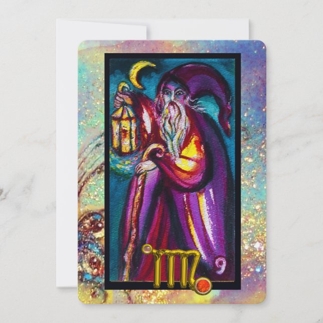 VIRGO HERMIT TAROT ASTROLOGY ZODIAC BIRTHDAY PARTY INVITATION (Front)