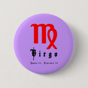 Virgo, Horoscope, zodiac, astrology 6 Cm Round Badge