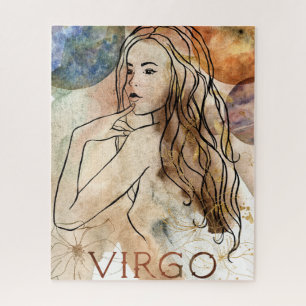 Virgo Maiden Earth sign astrological symbol gold Jigsaw Puzzle