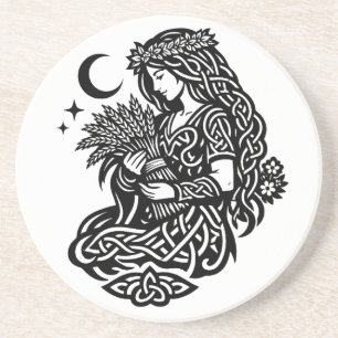 Virgo Maiden Sigil — Earthbound Zodiac Inkwork Coaster