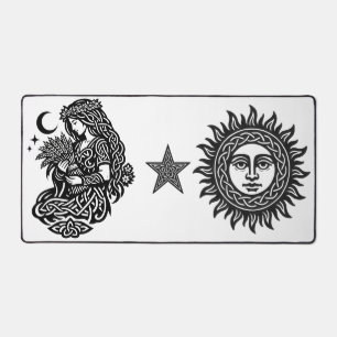 Virgo Maiden Sigil — Earthbound Zodiac Inkwork Desk Mat